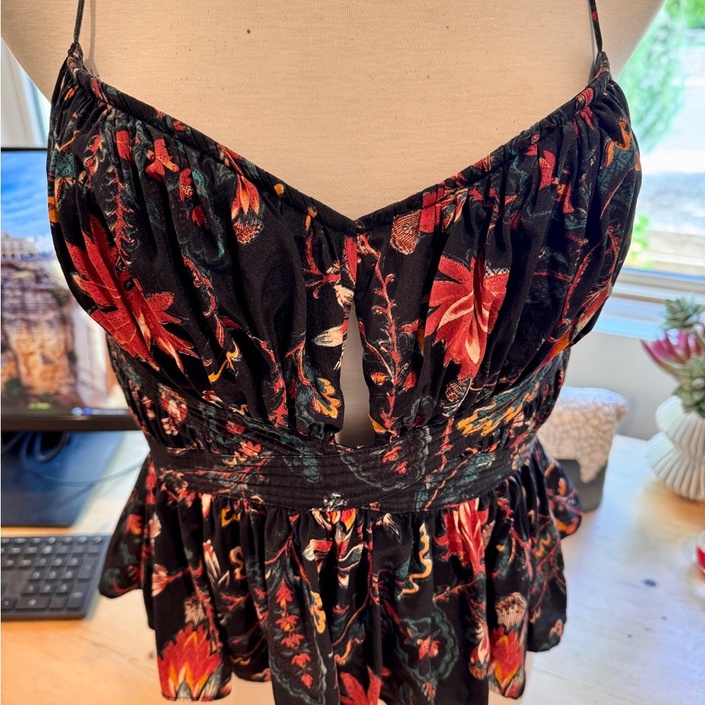 Ulla Johnson Zuma Floral Print Silk Peplum Camisole size 12 women EUC tank